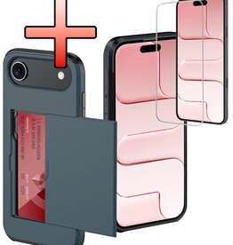 NoXx NoXx iPhone Air Hoesje Pashouder Hard Met Screenprotector - Donker Blauw