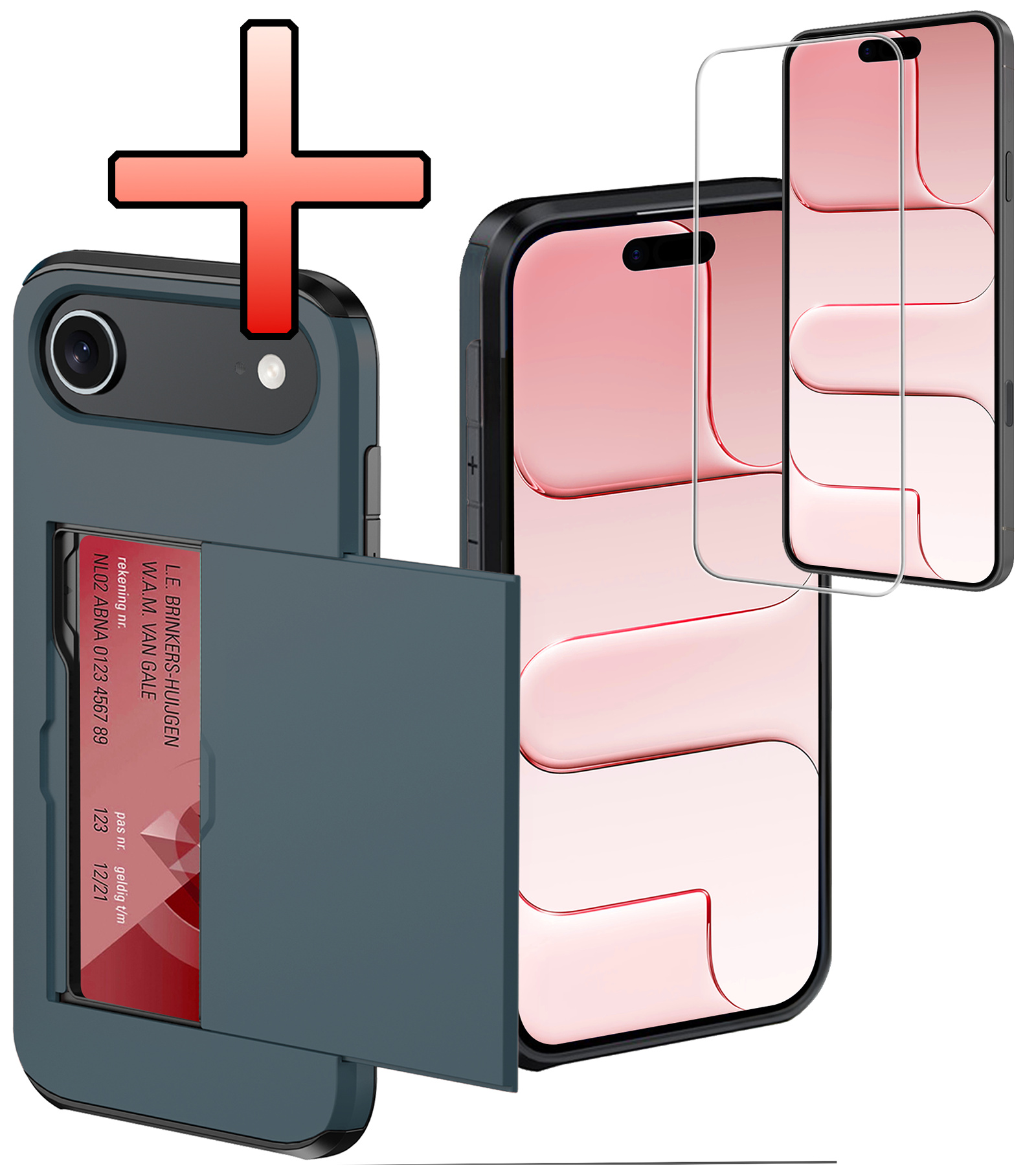 NoXx NoXx iPhone Air Hoesje Pashouder Hard Met Screenprotector - Donker Blauw