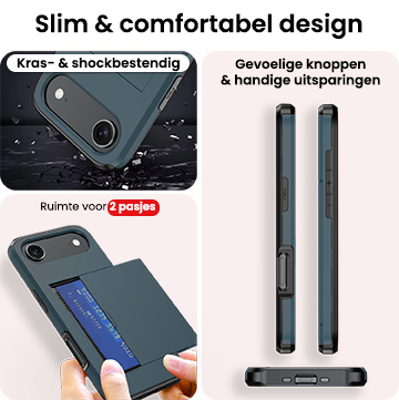 NoXx NoXx iPhone Air Hoesje Pashouder Hard Met Screenprotector - Donker Blauw