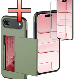 NoXx NoXx iPhone Air Hoesje Pashouder Hard Met Screenprotector - Donker Groen