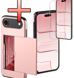 NoXx NoXx iPhone Air Hoesje Pashouder Hard Met Screenprotector - Rosé Goud