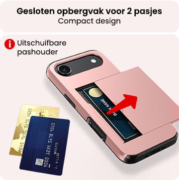 NoXx NoXx iPhone Air Hoesje Pashouder Hard Met Screenprotector - Rosé Goud