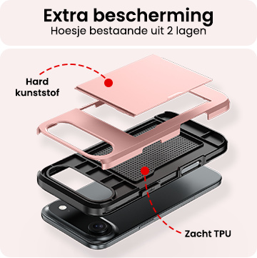 NoXx NoXx iPhone Air Hoesje Pashouder Hard Met Screenprotector - Rosé Goud