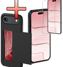 NoXx NoXx iPhone Air Hoesje Pashouder Hard Met Screenprotector - Zwart