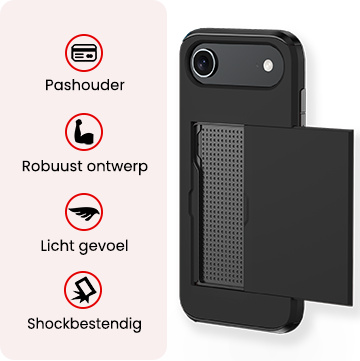 NoXx NoXx iPhone Air Hoesje Pashouder Hard Met Screenprotector - Zwart