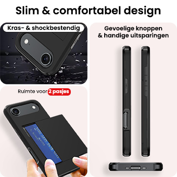NoXx NoXx iPhone Air Hoesje Pashouder Hard Met Screenprotector - Zwart