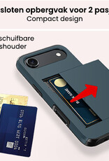 NoXx NoXx iPhone Air Hoesje Pashouder Hard Met 2x Screenprotector - Donker Blauw