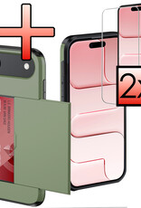 NoXx NoXx iPhone Air Hoesje Pashouder Hard Met 2x Screenprotector - Donker Groen