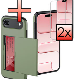 NoXx NoXx iPhone Air Hoesje Pashouder Hard Met 2x Screenprotector - Donker Groen