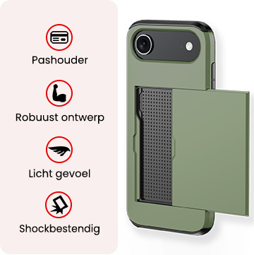 NoXx NoXx iPhone Air Hoesje Pashouder Hard Met 2x Screenprotector - Donker Groen
