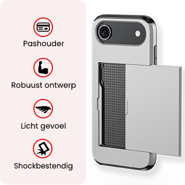 NoXx NoXx iPhone Air Hoesje Pashouder Hard Met 2x Screenprotector - Grijs