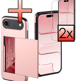 NoXx NoXx iPhone Air Hoesje Pashouder Hard Met 2x Screenprotector - Rosé Goud