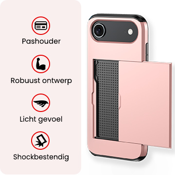 NoXx NoXx iPhone Air Hoesje Pashouder Hard Met 2x Screenprotector - Rosé Goud