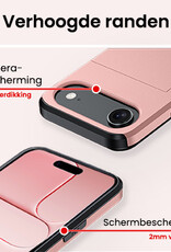 NoXx NoXx iPhone Air Hoesje Pashouder Hard Met 2x Screenprotector - Rosé Goud