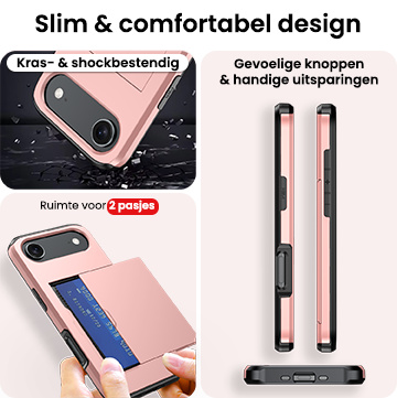 NoXx NoXx iPhone Air Hoesje Pashouder Hard Met 2x Screenprotector - Rosé Goud
