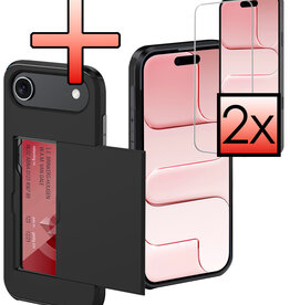 NoXx NoXx iPhone Air Hoesje Pashouder Hard Met 2x Screenprotector - Zwart