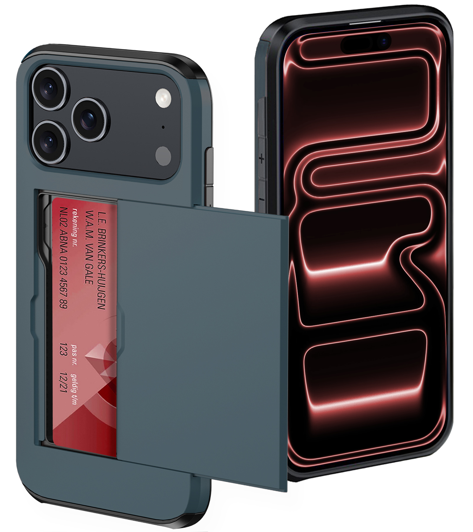 NoXx NoXx iPhone 17 Pro Hoesje Pashouder Hard - Donker Blauw