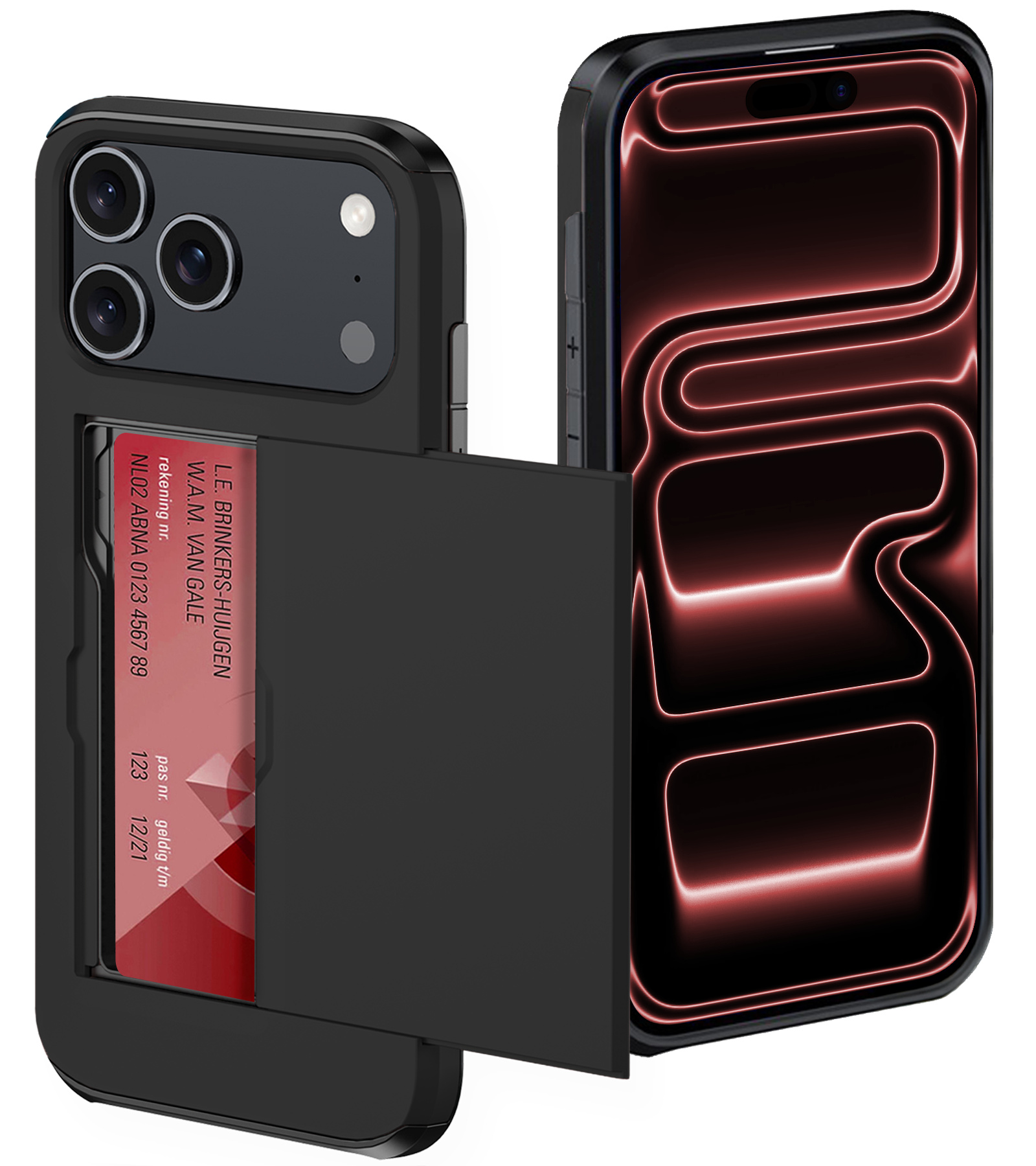 NoXx NoXx iPhone 17 Pro Hoesje Pashouder Hard - Zwart