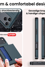 NoXx NoXx iPhone 17 Pro Hoesje Pashouder Hard Met Screenprotector - Donker Blauw