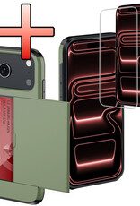 NoXx NoXx iPhone 17 Pro Hoesje Pashouder Hard Met Screenprotector - Donker Groen