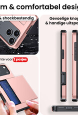 NoXx NoXx iPhone 17 Pro Hoesje Pashouder Hard Met Screenprotector - Rosé Goud