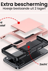 NoXx NoXx iPhone 17 Pro Hoesje Pashouder Hard Met Screenprotector - Rosé Goud