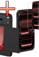 NoXx NoXx iPhone 17 Pro Hoesje Pashouder Hard Met Screenprotector - Zwart