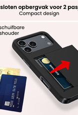 NoXx NoXx iPhone 17 Pro Hoesje Pashouder Hard Met Screenprotector - Zwart