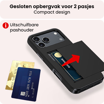 NoXx NoXx iPhone 17 Pro Hoesje Pashouder Hard Met Screenprotector - Zwart