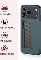 NoXx NoXx iPhone 17 Pro Hoesje Pashouder Hard Met 2x Screenprotector - Donker Blauw
