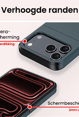 NoXx NoXx iPhone 17 Pro Hoesje Pashouder Hard Met 2x Screenprotector - Donker Blauw