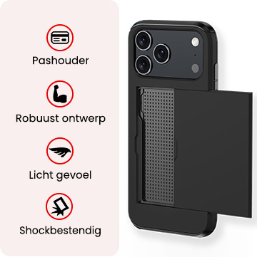 NoXx NoXx iPhone 17 Pro Max Hoesje Pashouder Hard - Zwart