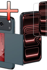 NoXx NoXx iPhone 17 Pro Max Hoesje Pashouder Hard Met Screenprotector - Donker Blauw