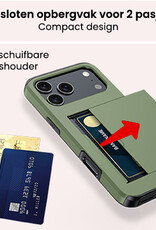 NoXx NoXx iPhone 17 Pro Max Hoesje Pashouder Hard Met Screenprotector - Donker Groen