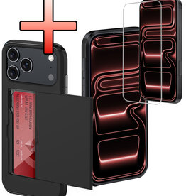 NoXx NoXx iPhone 17 Pro Max Hoesje Pashouder Hard Met Screenprotector - Zwart