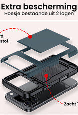 NoXx NoXx iPhone 17 Pro Max Hoesje Pashouder Hard Met 2x Screenprotector - Donker Blauw