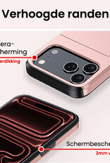 NoXx NoXx iPhone 17 Pro Max Hoesje Pashouder Hard Met 2x Screenprotector - Rosé Goud