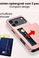 NoXx NoXx iPhone 17 Pro Max Hoesje Pashouder Hard Met 2x Screenprotector - Rosé Goud