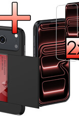 NoXx NoXx iPhone 17 Pro Max Hoesje Pashouder Hard Met 2x Screenprotector - Zwart
