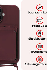 NoXx NoXx iPhone 17 Hoesje Pashouder met Koord - Aubergine