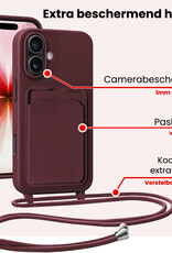 NoXx NoXx iPhone 17 Hoesje Pashouder met Koord - Aubergine