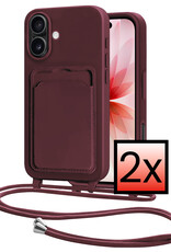 NoXx NoXx iPhone 17 Hoesje Pashouder met Koord - Aubergine - 2 PACK