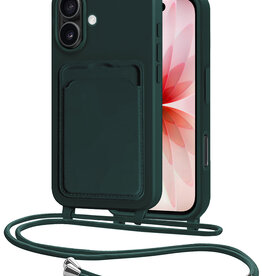 NoXx NoXx iPhone 17 Hoesje Pashouder met Koord - Donkergroen