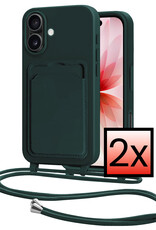 NoXx NoXx iPhone 17 Hoesje Pashouder met Koord - Donkergroen - 2 PACK