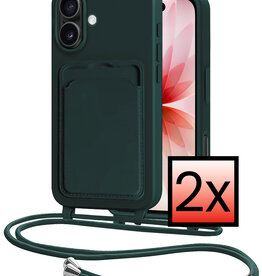 NoXx NoXx iPhone 17 Hoesje Pashouder met Koord - Donkergroen - 2 PACK