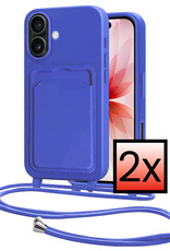 NoXx NoXx iPhone 17 Hoesje Pashouder met Koord - Fel Blauw - 2 PACK