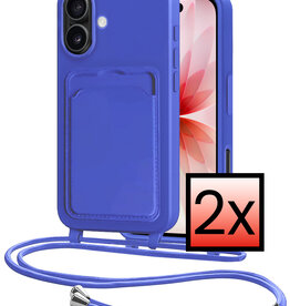 NoXx NoXx iPhone 17 Hoesje Pashouder met Koord - Fel Blauw - 2 PACK