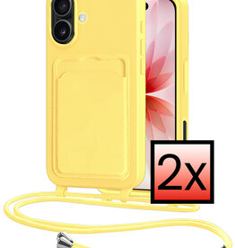 NoXx NoXx iPhone 17 Hoesje Pashouder met Koord - Geel - 2 PACK