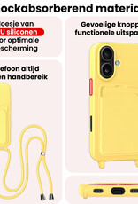 NoXx NoXx iPhone 17 Hoesje Pashouder met Koord Met Screenprotector - Geel