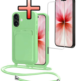 NoXx NoXx iPhone 17 Hoesje Pashouder met Koord Met Screenprotector - Groen